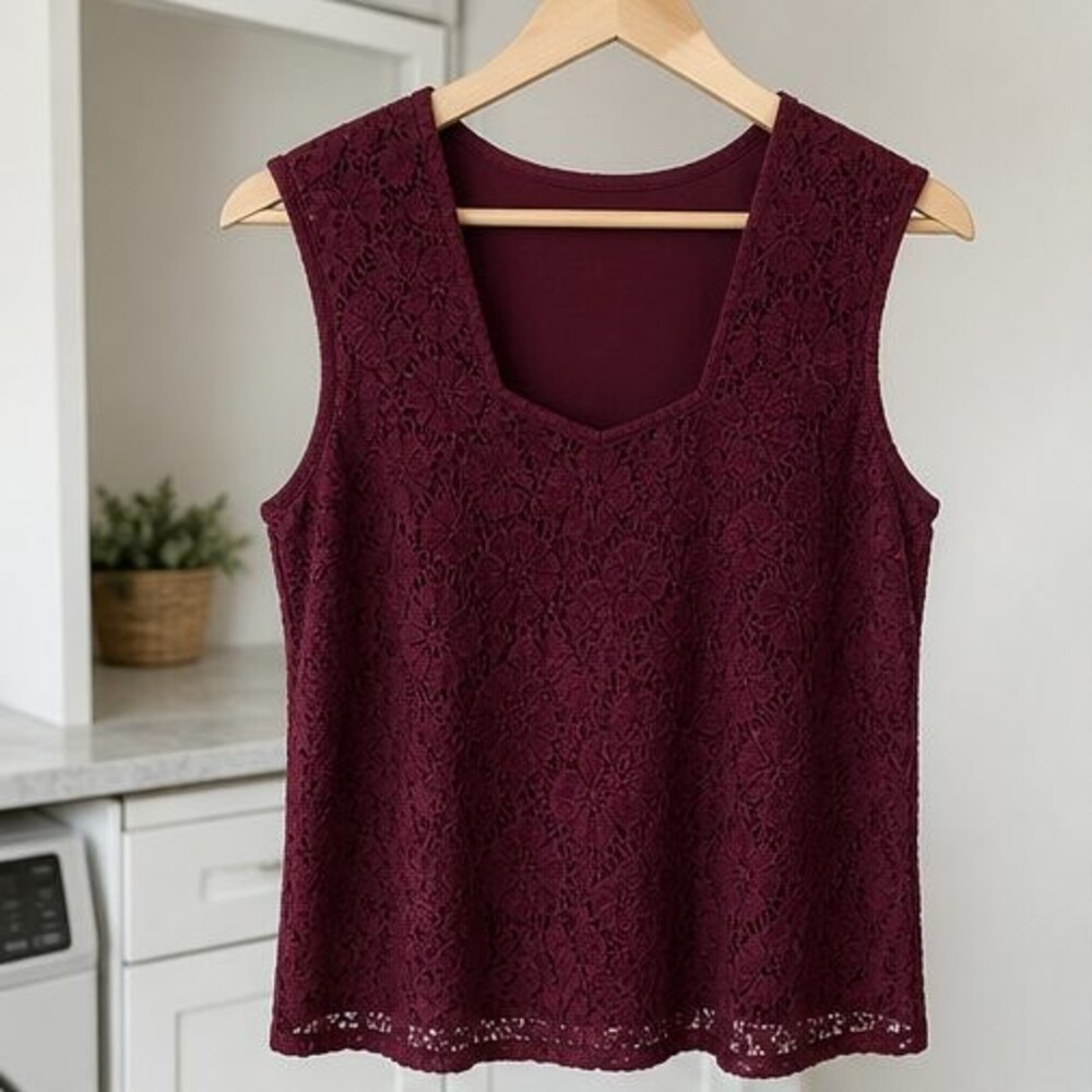 Burgundy V Neck Top